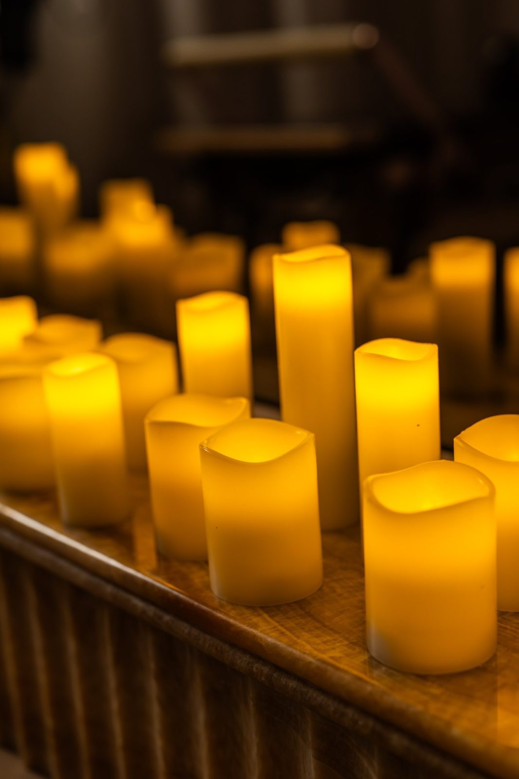 Candle wall in heated mat room